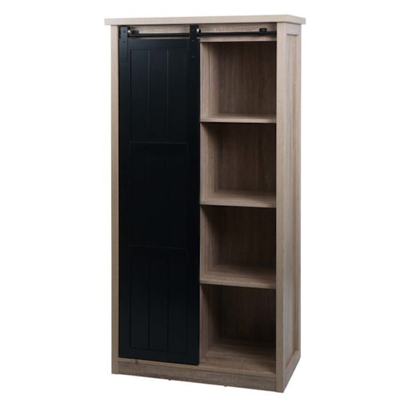 Stue møbel med skydelåger skuffe buffet 8 opbevaringsrum MDF og industrielt metal 163 x 76 x 38 cm 04_0005 Metall
