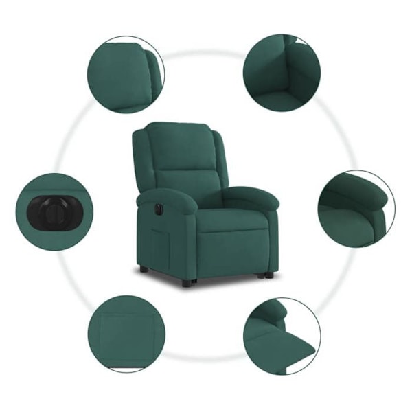 Fauteuil relax TV med elektrisk løftefunktion, meget komfortabel i mørkegrønt velour DEC028612 Guld