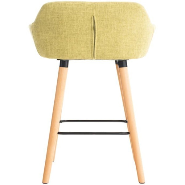 Bar lounge stool x1 design skandinavisk med sæde i lys grøn stof, ben i træ, fodstøtte i metal 10_0004927 kastanj