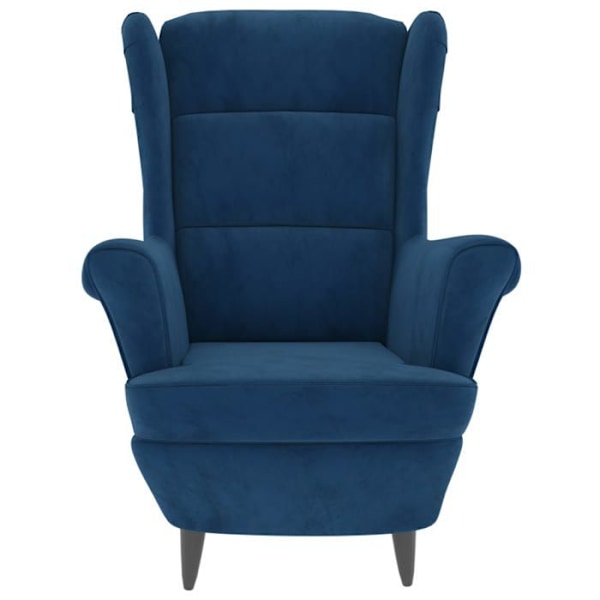 Lounge lænestol stue soveværelse komfortabel med armlæn i blå velour DEC026857 Blå