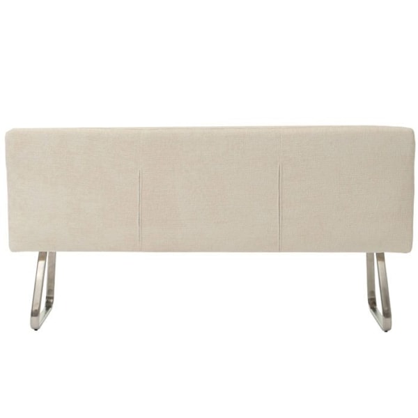 Bordplade til spisestue polstret sofa med ryg i creme chenille stof og børstet rustfrit stål 180 cm 04_0005846 Grädde