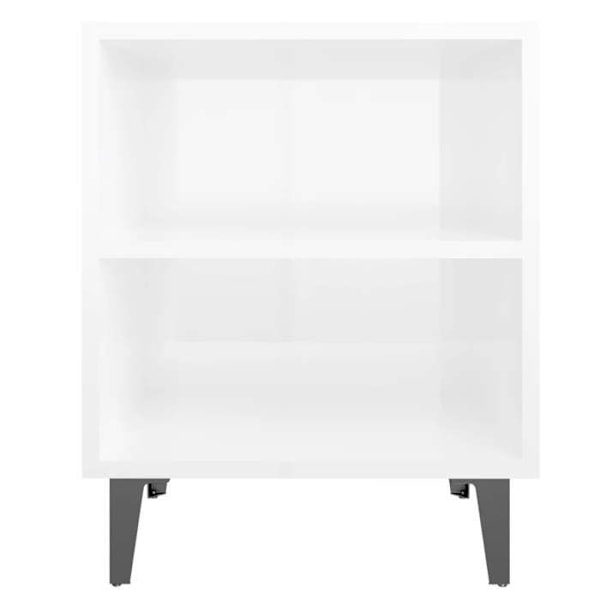 2 kpl yöpöytiä hyllyllä ja halkioilla 40 x 30 x 50cm valkoista puuta ja metallia DEC036189 Vit