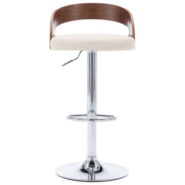 2 kpl retro-design baarijakkaroita kermavärisestä PVC:stä ja kaarevasta puusta DEC029658 kastanj