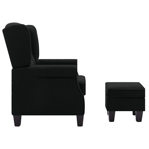 Moderne lounge stol med sort fodskamler, sort stof DEC026840 Svart