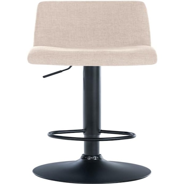 Barstol x1 med enkel design og creme stof fodskammel, sorte metal ben 10_0004556 Grädde
