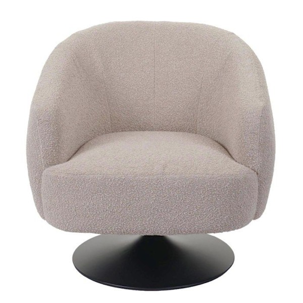 Kahvilatuoli cocktail pyörivä tuoli ekstra suuri boucle-kangasta kerma beige ja metalli 04_0006850 Beige