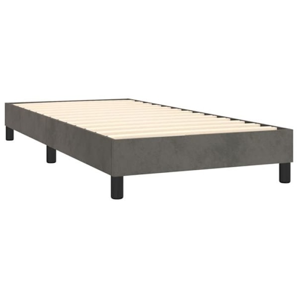 Sommier - TDL - 90x190 cm - Tummanharmaa sametti - 1 paikka - Laudat - Jalat mukana Mörkgrå