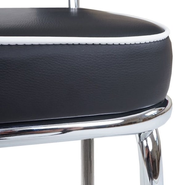 Sæt med 2 barstole i sort og hvid syntetik og metal i retrodesign Svartvitt