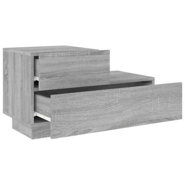 Nattbord med LED-lys og skuffer 70x36x40,5 cm i grå ingeniørtræ DEC033200 kastanj
