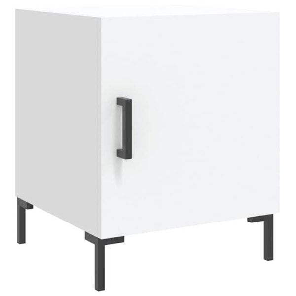 Nattbord med kompartiment med dør 40 x 40 x 50 cm hvidt ingeniørtræ DEC033394 Vit
