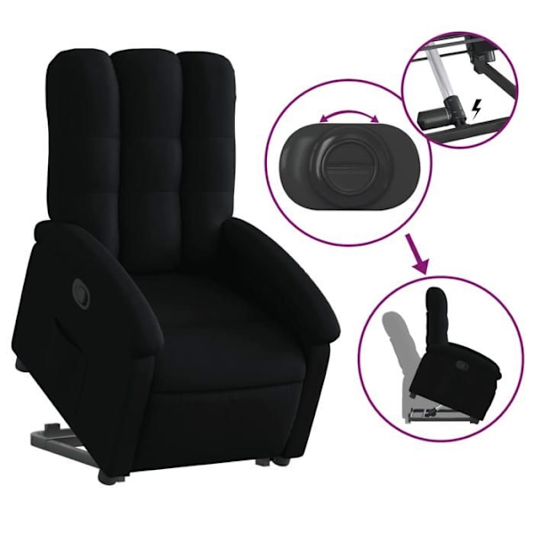 Fauteuil relax TV polstring komfortabel elektrisk løftefunktion i sort stof DEC028110 Svart