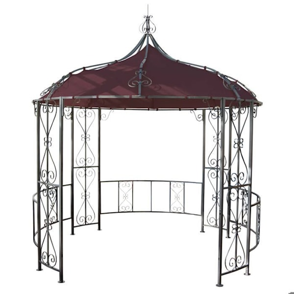 Pergola pavillon buehave rund telt canopy reception ramme i robust stål Ø 3m brun rød 04_0004058 Röd