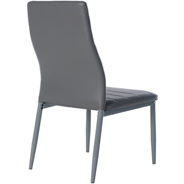 Stol til spisestue x1 enkel design i grå PVC med dekorativ syning metalramme i grå 10_0002055 Grå