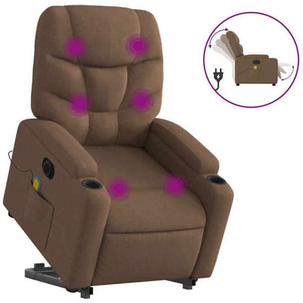 Massagestol med elektrisk lyftfunktion och lutningsfunktion i brunt tyg DEC027791 kastanj