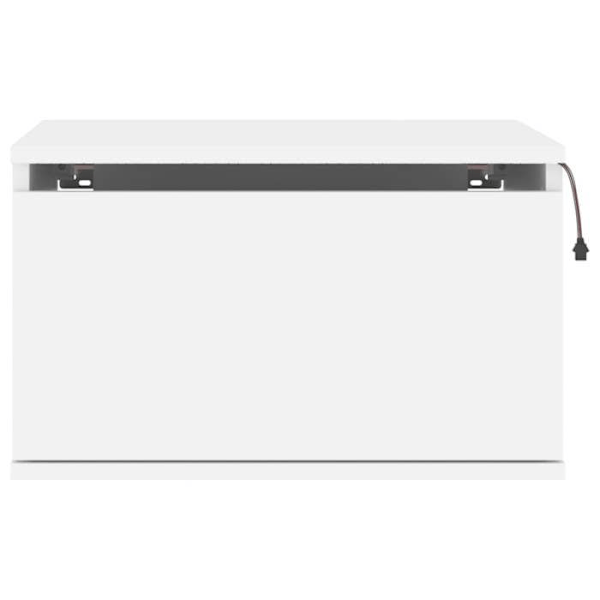 Væghængt sengebord med LED-lys 50 x 36 x 30 cm med skuffe i hvidt ingeniørtræ DEC034163 Vit
