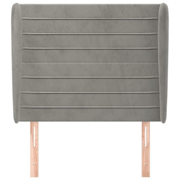 Sengegavl - Ikke specificeret - 103x23x118/128 cm - Lys gråt fløjl - Klassisk stil - Ører Ljusgrått