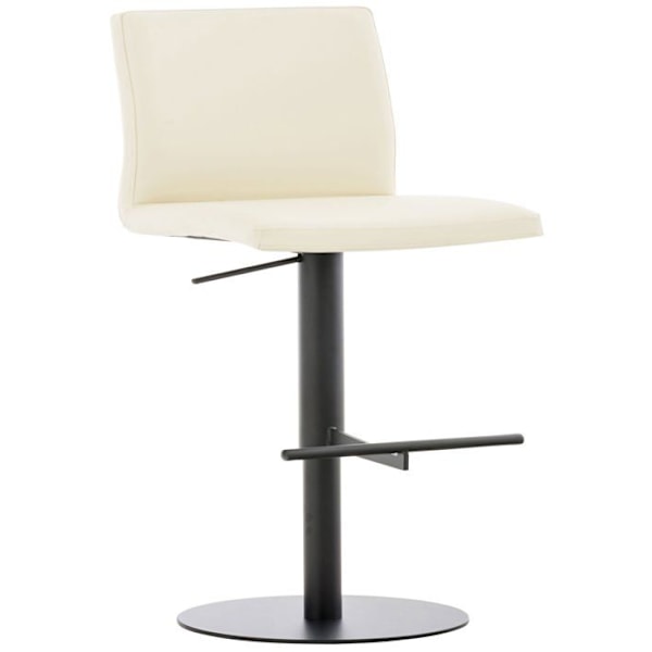 Barstool x1 korkeussäädettävä ja 360° kääntyvä, pyöreä alusta mustaa metallia, istuin PVC-kerma 10_0004567 Grädde