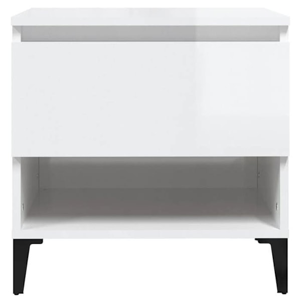 Sæt med 2 sideborde, natbord med skuffe og rum 50 x 46 x 50cm, ingeniørtræ, hvid glans DEC032654 Vit