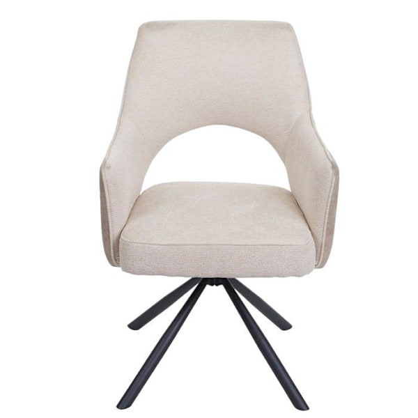 Spisestue stol, roterende stof/tekstil i creme, trebenet metalramme 04_0006329 Grädde