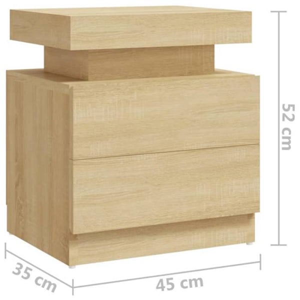 Natbord med to skuffer 45 x 35 x 52 cm ingeniørtræ farve eg DEC033881 kastanj