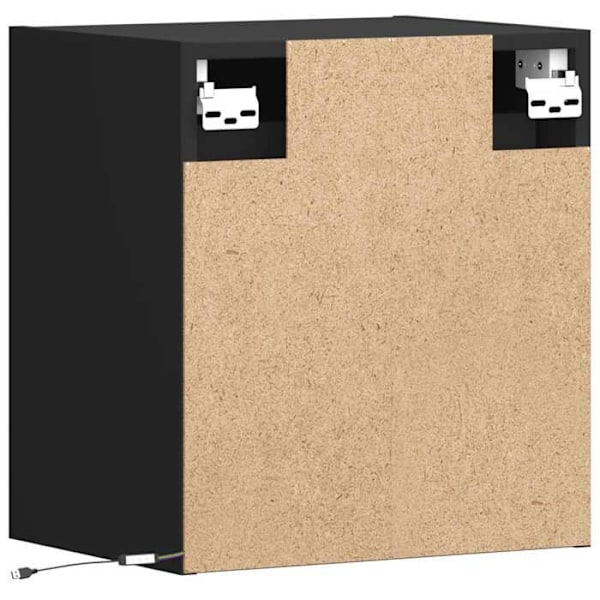 Sæt med 2 væghængte natborde med LED-lys 41 x 31 x 45 cm i sort ingeniørtræ DEC036166 kastanj