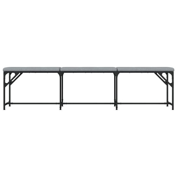 Bänk för matsal 186 x 32 x 45 cm ram i stål och sits i grått tyg DEC025018 Grå