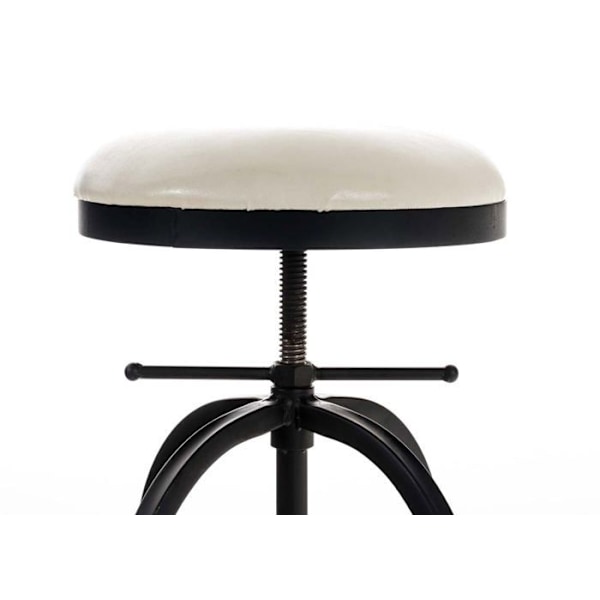 Industriel design barstol med justerbar højde i sort metal og sæde i hvid PVC 10_0005360 Vit