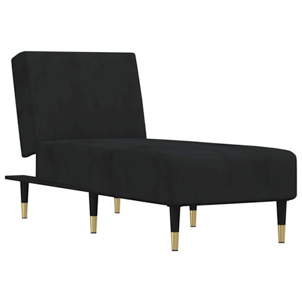 Meridienne chaise longue för inomhus tre positioner omvandlingsbar i svart sammet DEC026219 Svart