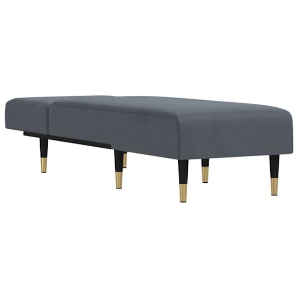 Meridienne chaise longue til indendørs tre konvertible positioner i mørkegrå velour DEC026186 Grå