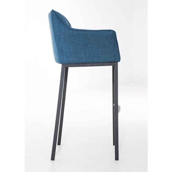 Baari stool, korkea karttuuri, nelikulmainen sinisellä kankaalla, 4 vakaata mustaa metallijalkaa 10_0004701 Blå