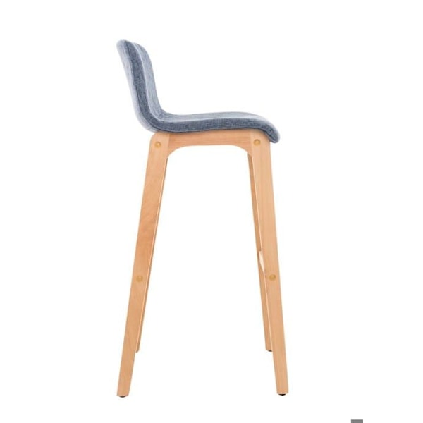 Barstol x1 moderne design i blåt stof, stabilt understel med 4 ben i lyst træ 10_0004970 Blå