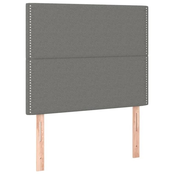 Sengehoved til soveværelse med LED-møbler 90 x 5 x 118/128 cm mørkegråt stof TDL0201007 Grå