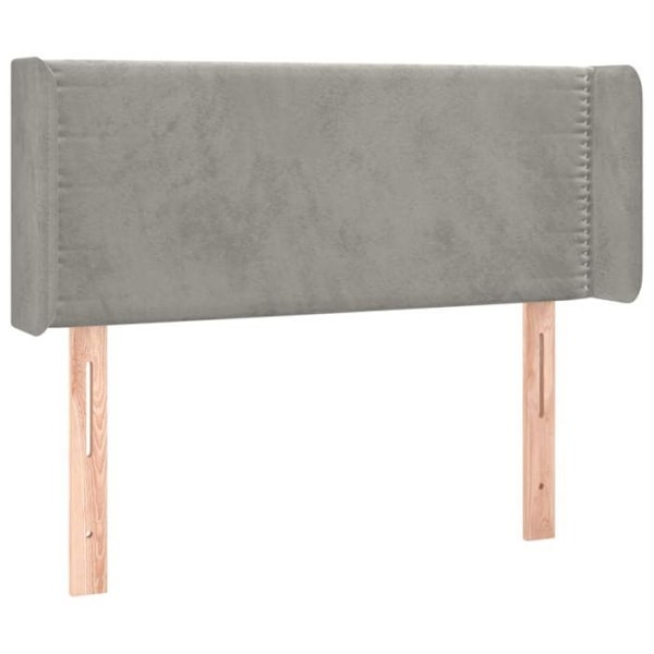 Sänggavel med sidokant 93 x 16 x 78/88 ljusgrå sammet.