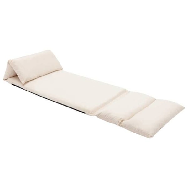 Fällbar golvstol justerbar sängstol i mikrofiber kräm DEC026231 Grädde