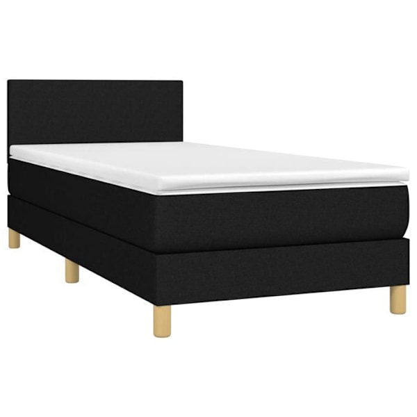 LED sengestel med madras 90x190 cm sort stof TDL0209074 Svart