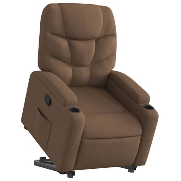 Fauteuil relax TV med komfortabel polstring og elektrisk løftefunktion i brun stoff DEC028057 kastanj