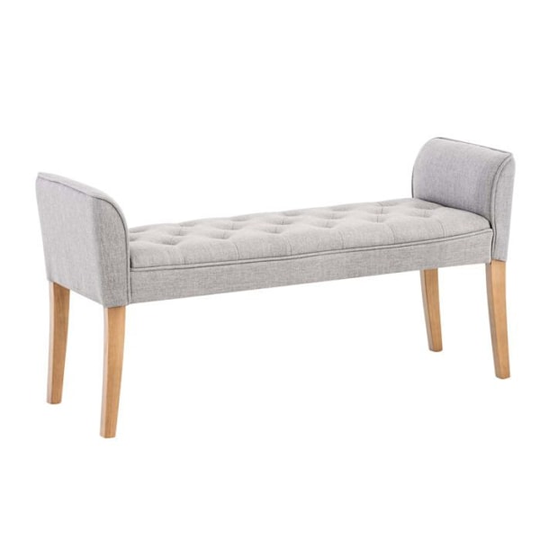 Banc banquette polstret i lys grå stof med træben bredde 133cm BAN10003