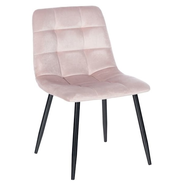 Sæt af 4 moderne og komfortable spisestuestole i rosa velour og sort metal 10_0001792 Metall