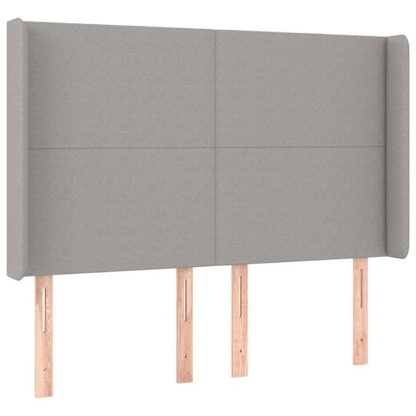 Hovedgærde til seng, soveværelse, LED-møbel 147 x 16 x 118/128, lys grå stof