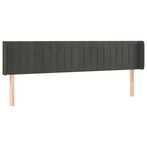 Sengegavl med tilbehør til seng, soveværelse, møbel med sidekant 203 x 16 x 78/88 mørkegrå velour