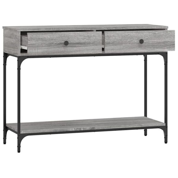 Praktisk konsol sidebord med skuffer og opbevaringshylde 100 x 34,5 x 75 cm ingeniørtræ grå DEC032197 kastanj