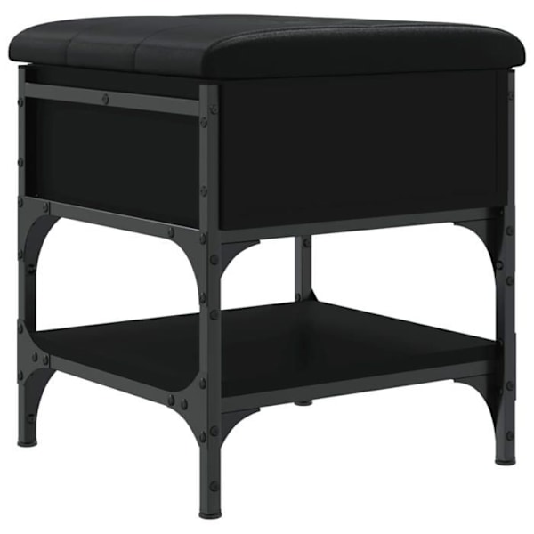 Skoopbevaringsbænk 42 x 42 x 45 cm sort ingeniørtræ metalramme DEC024915 kastanj