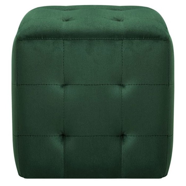 Set om 2 puffer stolar fotpallar 30 x 30 x 30 cm grön sammetsklädd klädd DEC032761 Grön