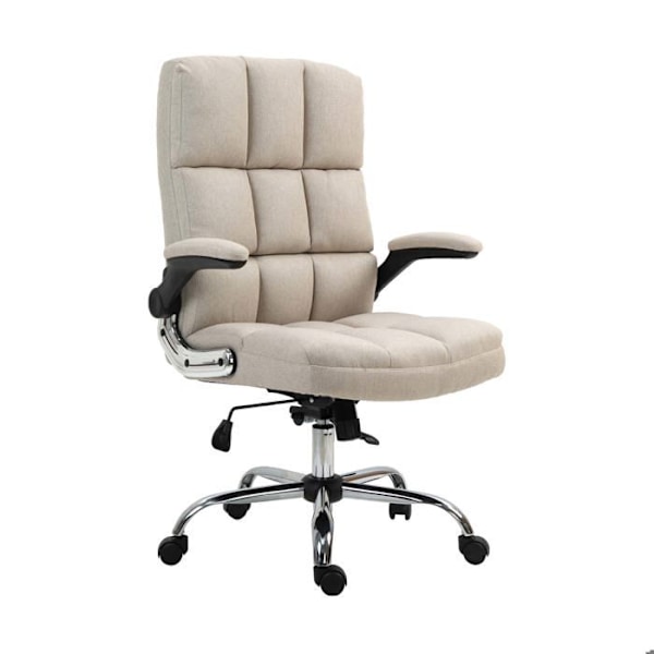 Svängbar kontorsstol justerbar i höjd i ljusbrunt tyg ergonomisk form