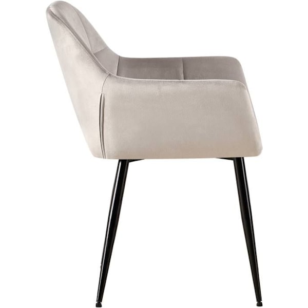 Sæt med 2 retro design spiseborde med dekorative syninger i firkanter, sæde i lysegrå velour 10_0001536 Grå