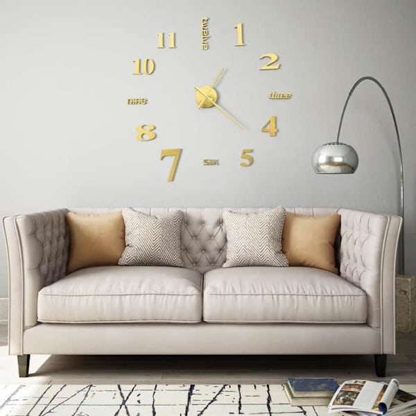 Väggklocka 3D Modern design 100 par par L Guld