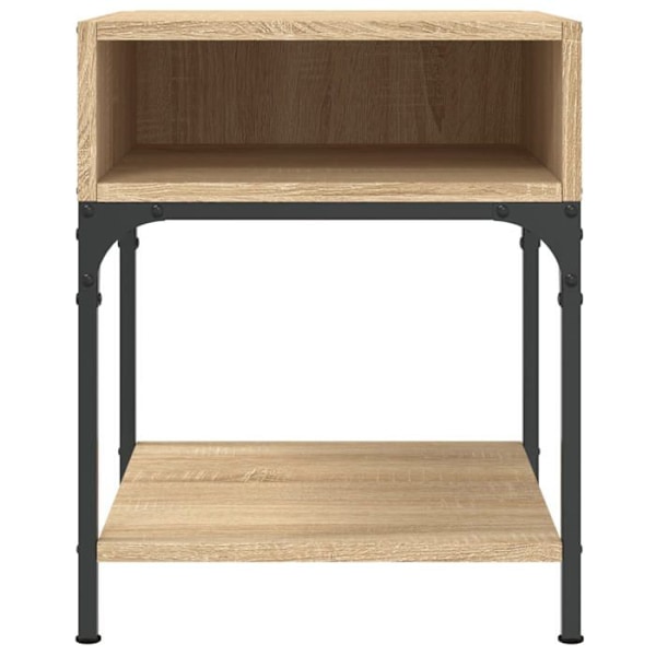 Sæt med 2 sengeborde med åben rum 40 x 41 x 50 cm ingeniørtræ farve eg DEC035281 kastanj