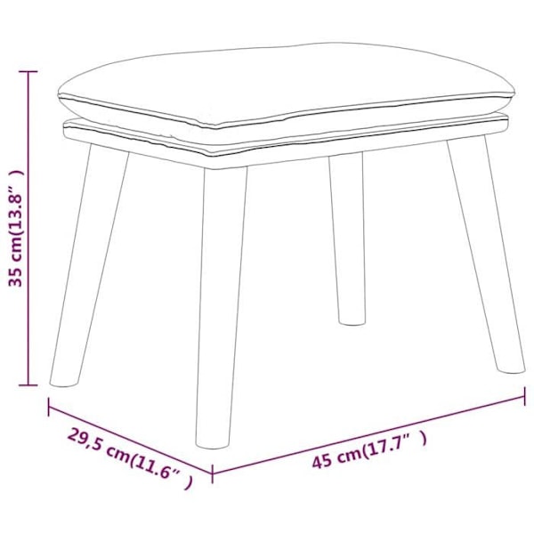 Repose fødder taburett 45 x 29,5 x 35 cm sort stof DEC030469 Svart