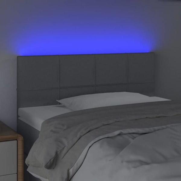 Hovedgavl til soveværelse med LED-møbel 100 x 5 x 78/88 lys grå stof Ljusgrått