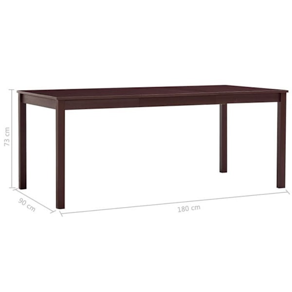 Moderne design spisebord 180 x 90 x 73 cm mørkebrun fyrretræ DEC036872 kastanj